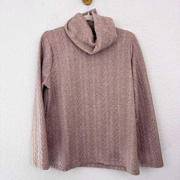J. Crew Factory Womens Cable Knit Cowl Neck Top Size M Casual Fall Heather Latte - Picture 1 of 5